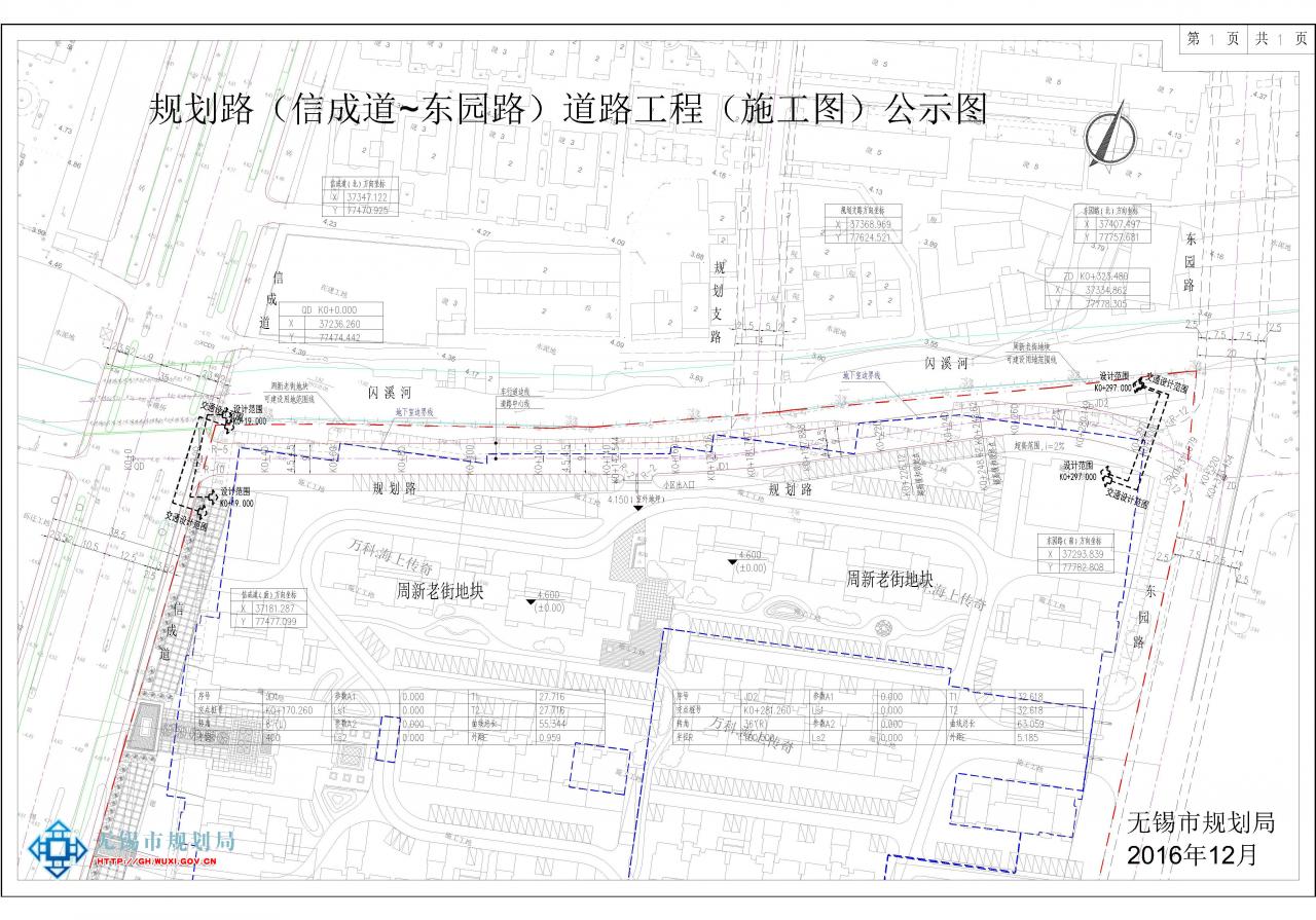 规划路（信成道~东园路）新建工程的建设工程规划许可批前公示