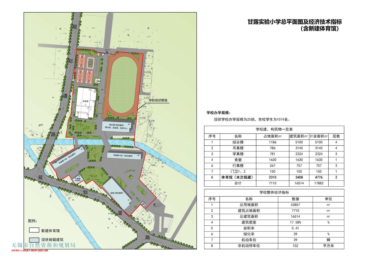 甘露实验小学体育馆新建项目规划设计方案批前公示